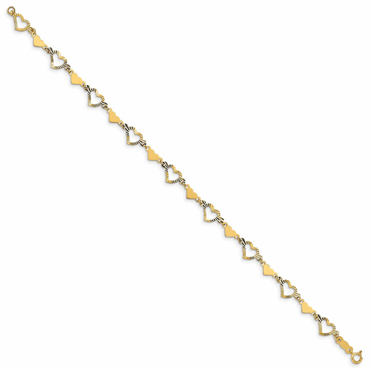 Lovely Rita's Bracelets 14k yellow gold bracelet open cut out design, multi-hearts 7.5-inch