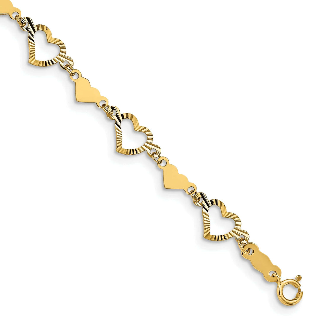 Lovely Rita's Bracelets 14k yellow gold bracelet open cut out design, multi-hearts 7.5-inch