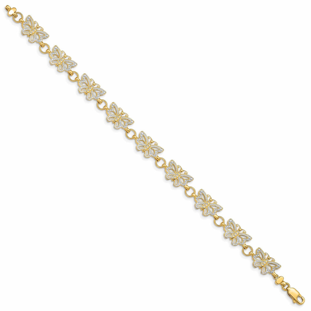 Lovely Rita's Bracelets 14k yellow gold butterfly bracelet 7-inch, 8mm wide fancy butterfly design