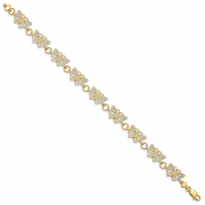 Lovely Rita's Bracelets 14k yellow gold butterfly bracelet 7-inch, 8mm wide fancy butterfly design