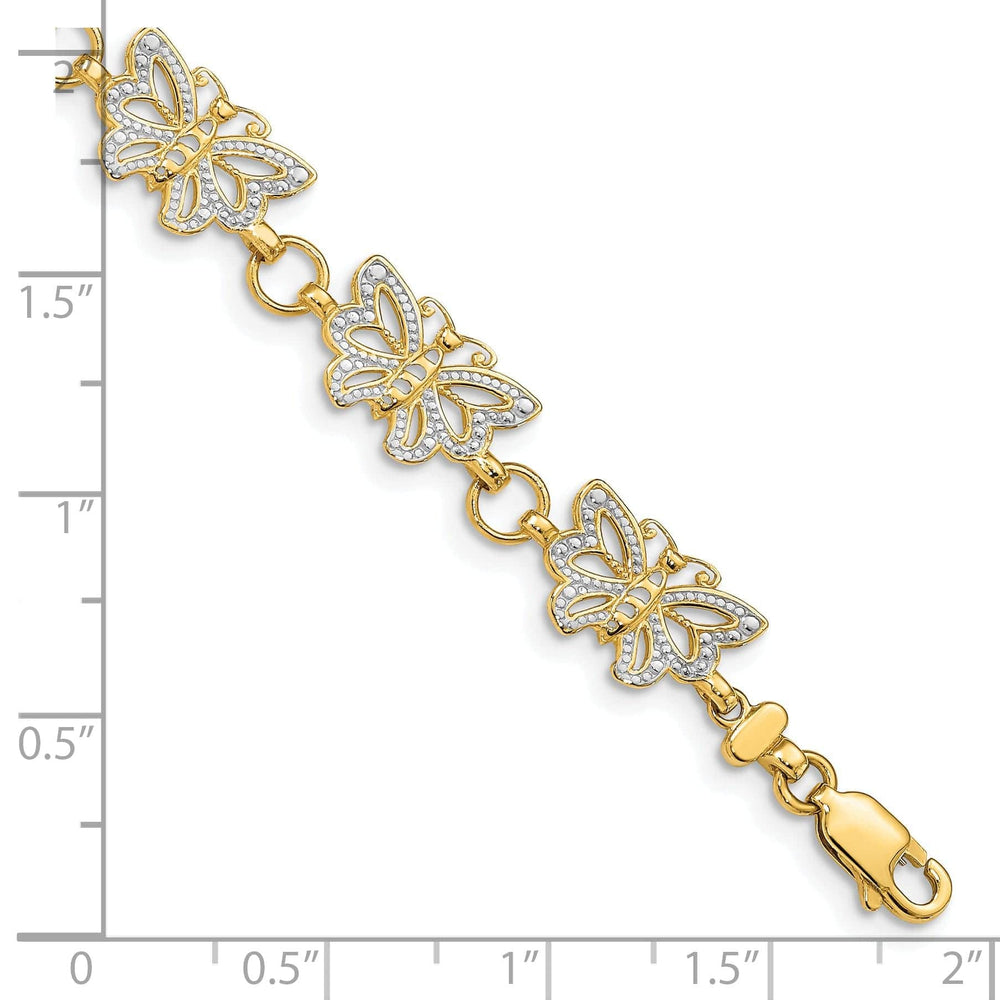Lovely Rita's Bracelets 14k yellow gold butterfly bracelet 7-inch, 8mm wide fancy butterfly design