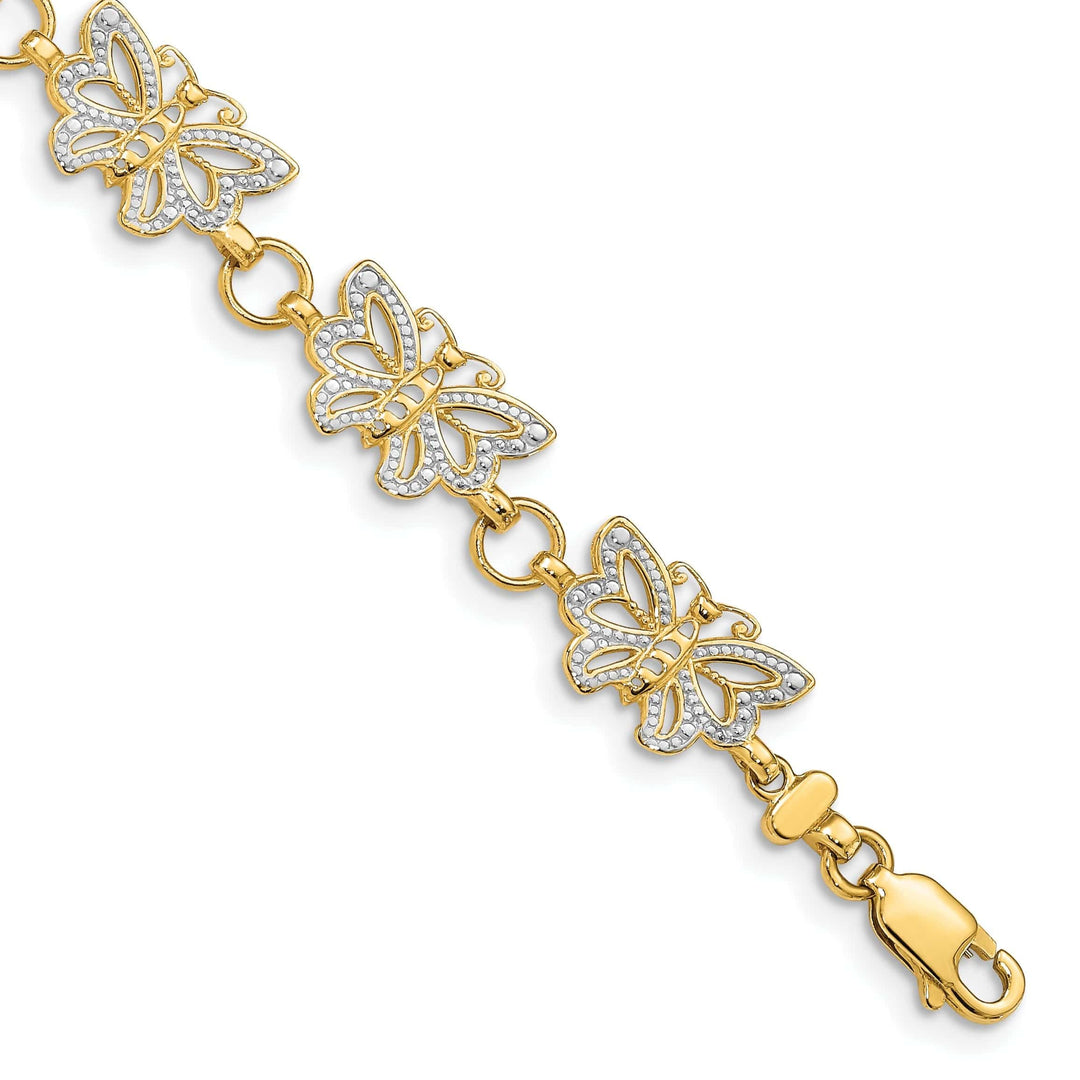 Lovely Rita's Bracelets 14k yellow gold butterfly bracelet 7-inch, 8mm wide fancy butterfly design