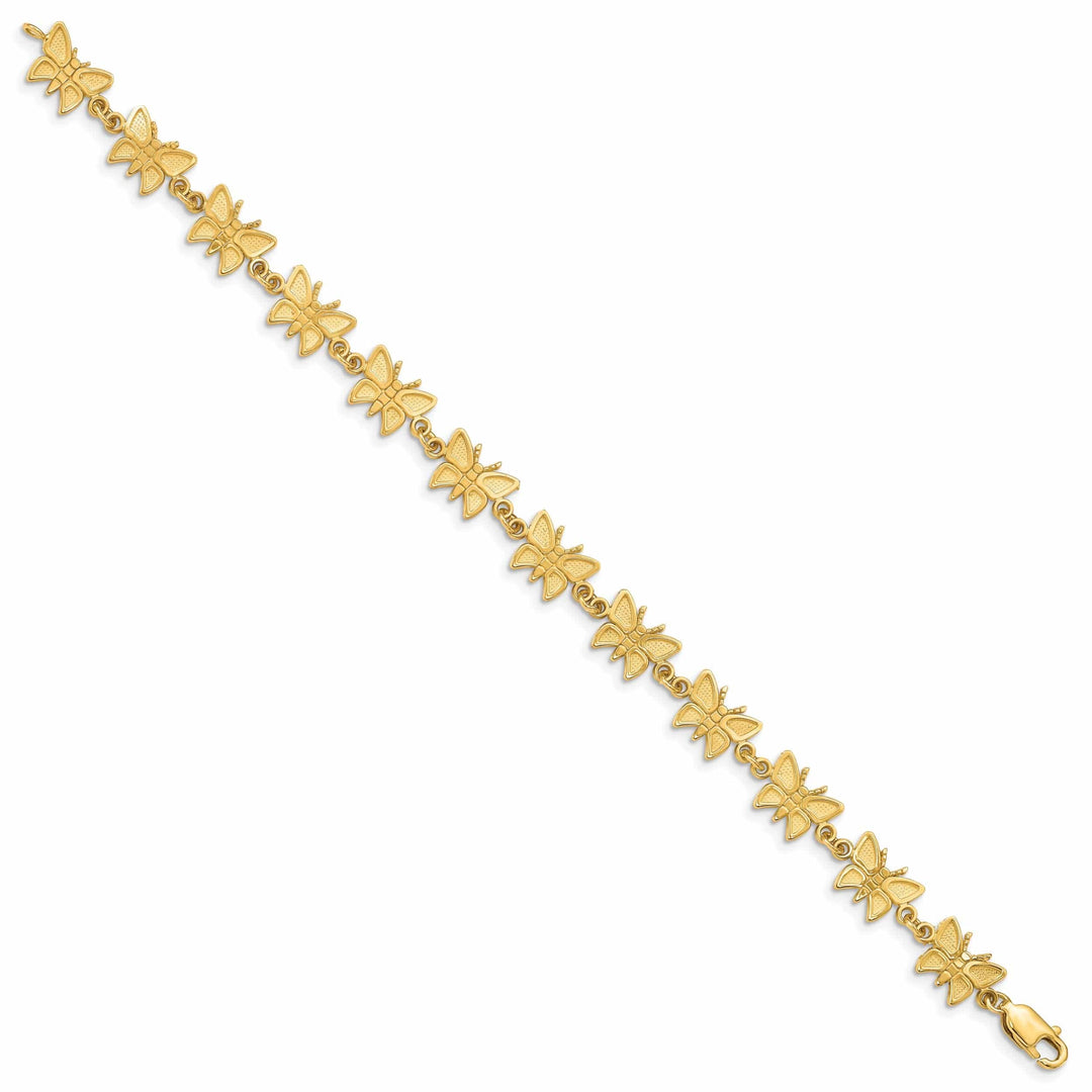 Lovely Rita's Bracelets 14k yellow gold butterfly bracelet. Delicate 7-inch, 7mm wide