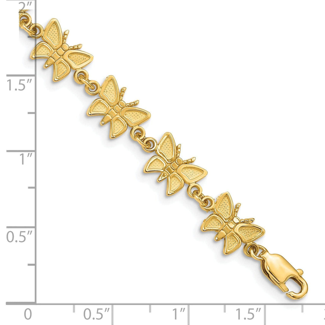 Lovely Rita's Bracelets 14k yellow gold butterfly bracelet. Delicate 7-inch, 7mm wide