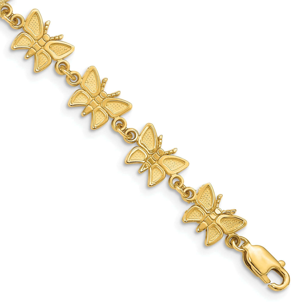 Lovely Rita's Bracelets 14k yellow gold butterfly bracelet. Delicate 7-inch, 7mm wide