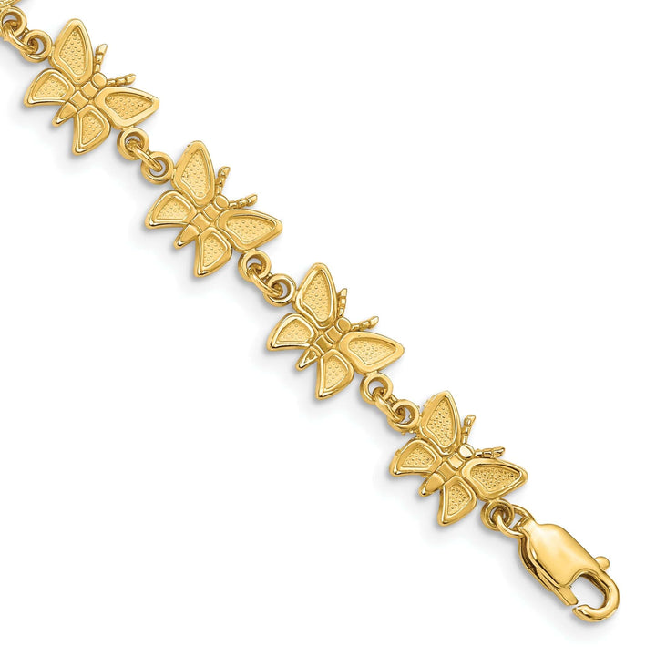 Lovely Rita's Bracelets 14k yellow gold butterfly bracelet. Delicate 7-inch, 7mm wide