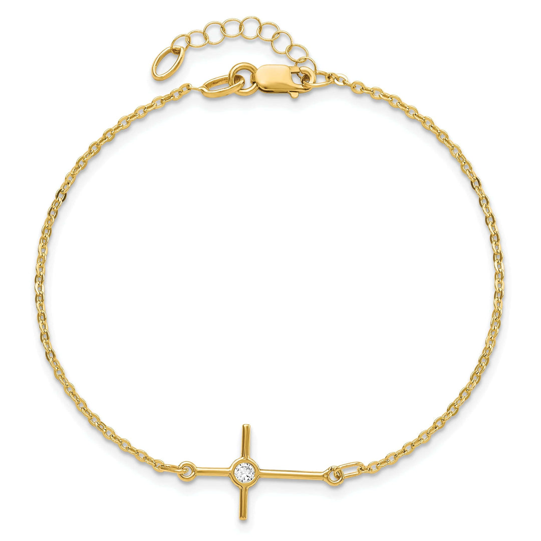 Lovely Rita's Bracelets 14k Yellow Gold C.Z Cross Bracelet