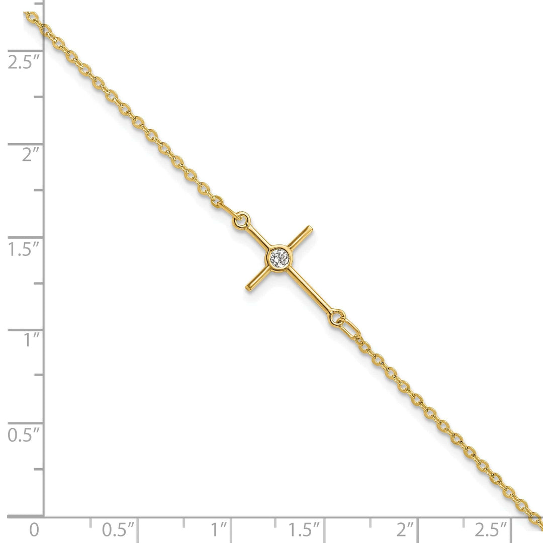Lovely Rita's Bracelets 14k Yellow Gold C.Z Cross Bracelet