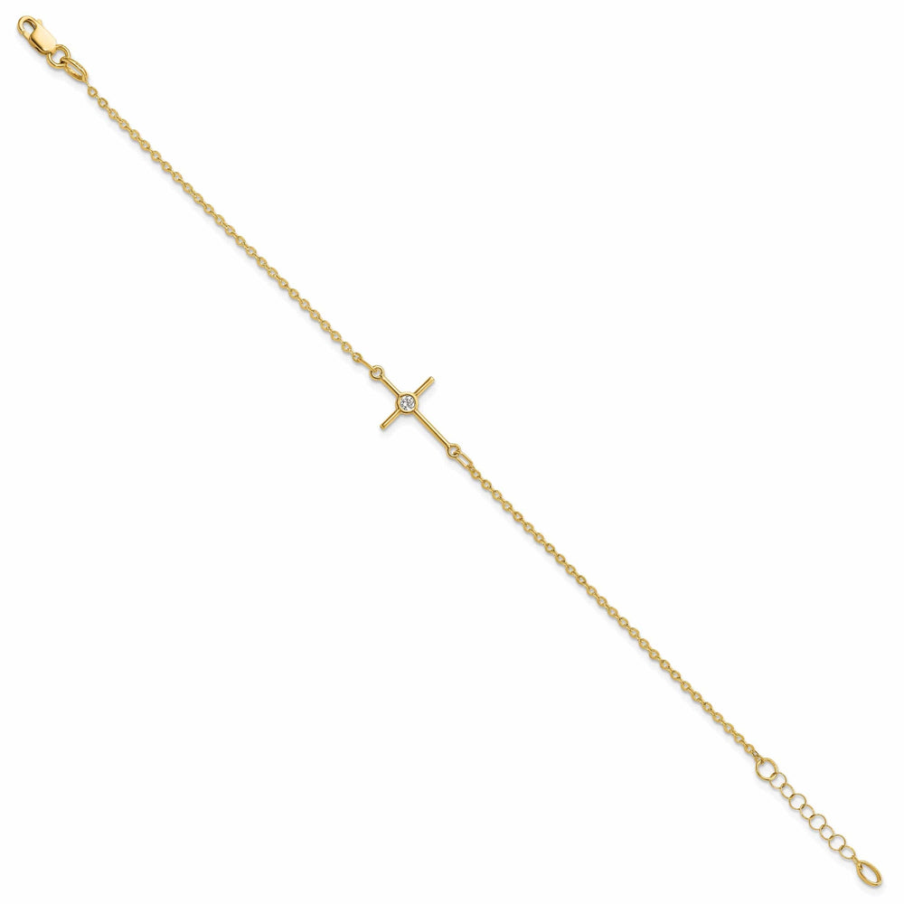 Lovely Rita's Bracelets 14k Yellow Gold C.Z Cross Bracelet