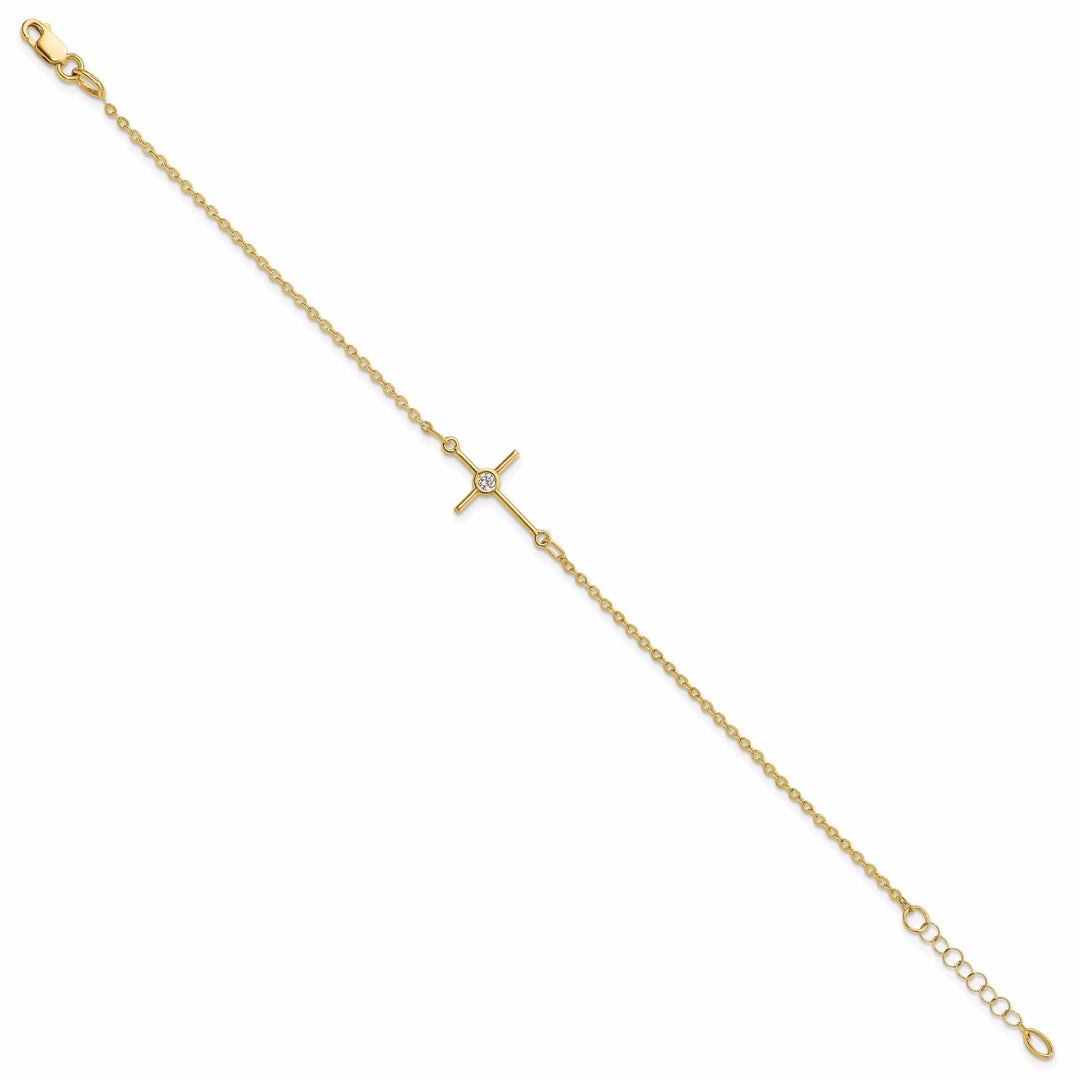 Lovely Rita's Bracelets 14k Yellow Gold C.Z Cross Bracelet