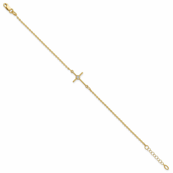 Lovely Rita's Bracelets 14k Yellow Gold C.Z Cross Bracelet