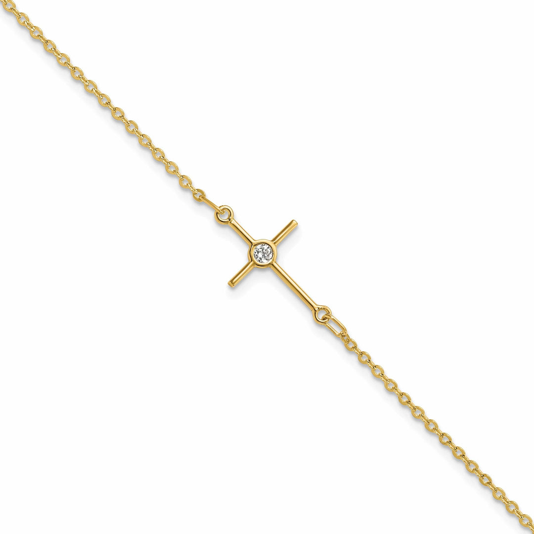 Lovely Rita's Bracelets 14k Yellow Gold C.Z Cross Bracelet