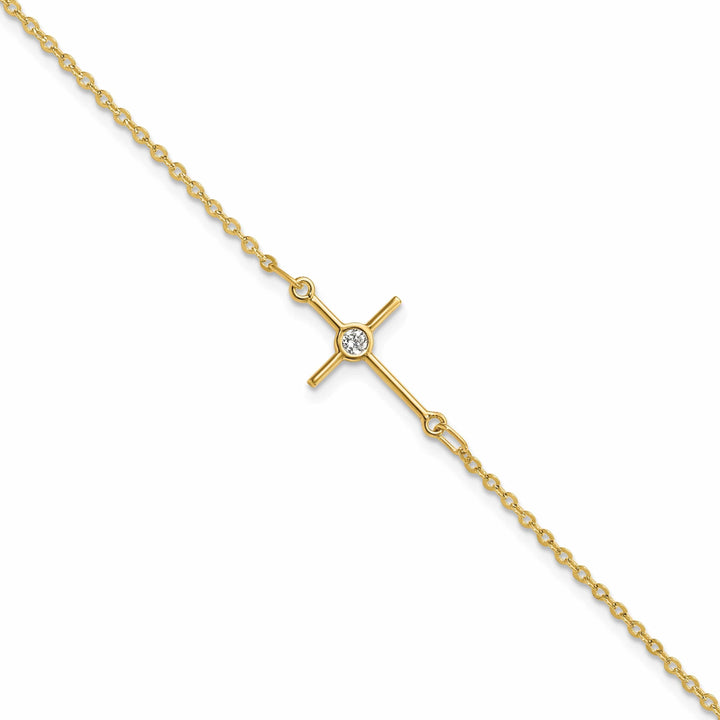 Lovely Rita's Bracelets 14k Yellow Gold C.Z Cross Bracelet