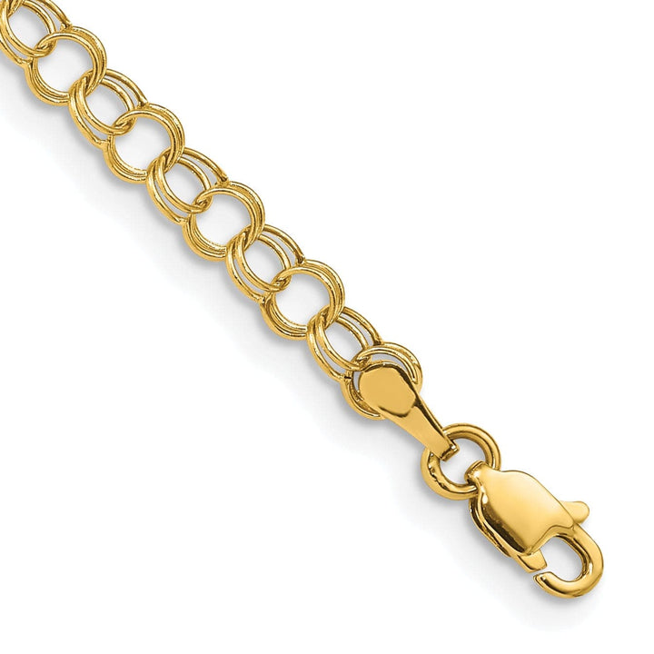 Lovely Rita's Bracelets 14K Yellow Gold Charm Bracelet - Double Link, Semi-4-MM Wide, 8-inch