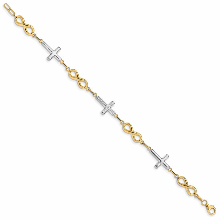Lovely Rita's Bracelets 14K yellow gold cross bracelet infinity symbol 7-inch, 11-mm wide