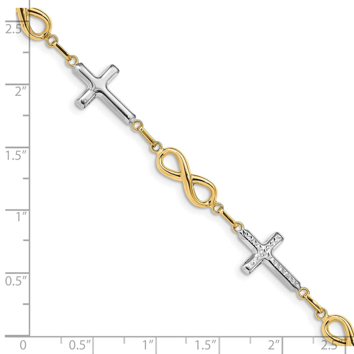 Lovely Rita's Bracelets 14K yellow gold cross bracelet infinity symbol 7-inch, 11-mm wide