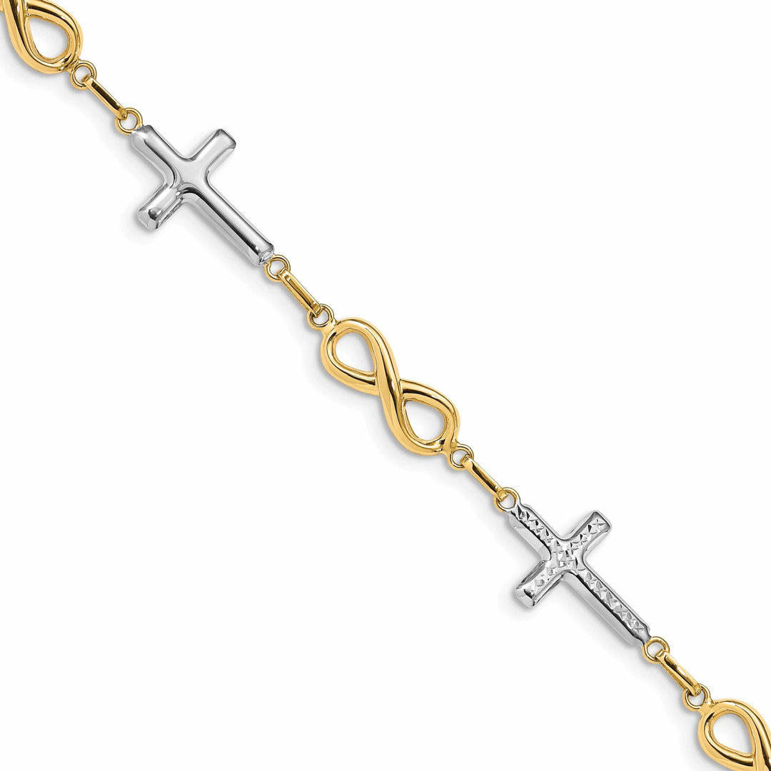 Lovely Rita's Bracelets 14K yellow gold cross bracelet infinity symbol 7-inch, 11-mm wide