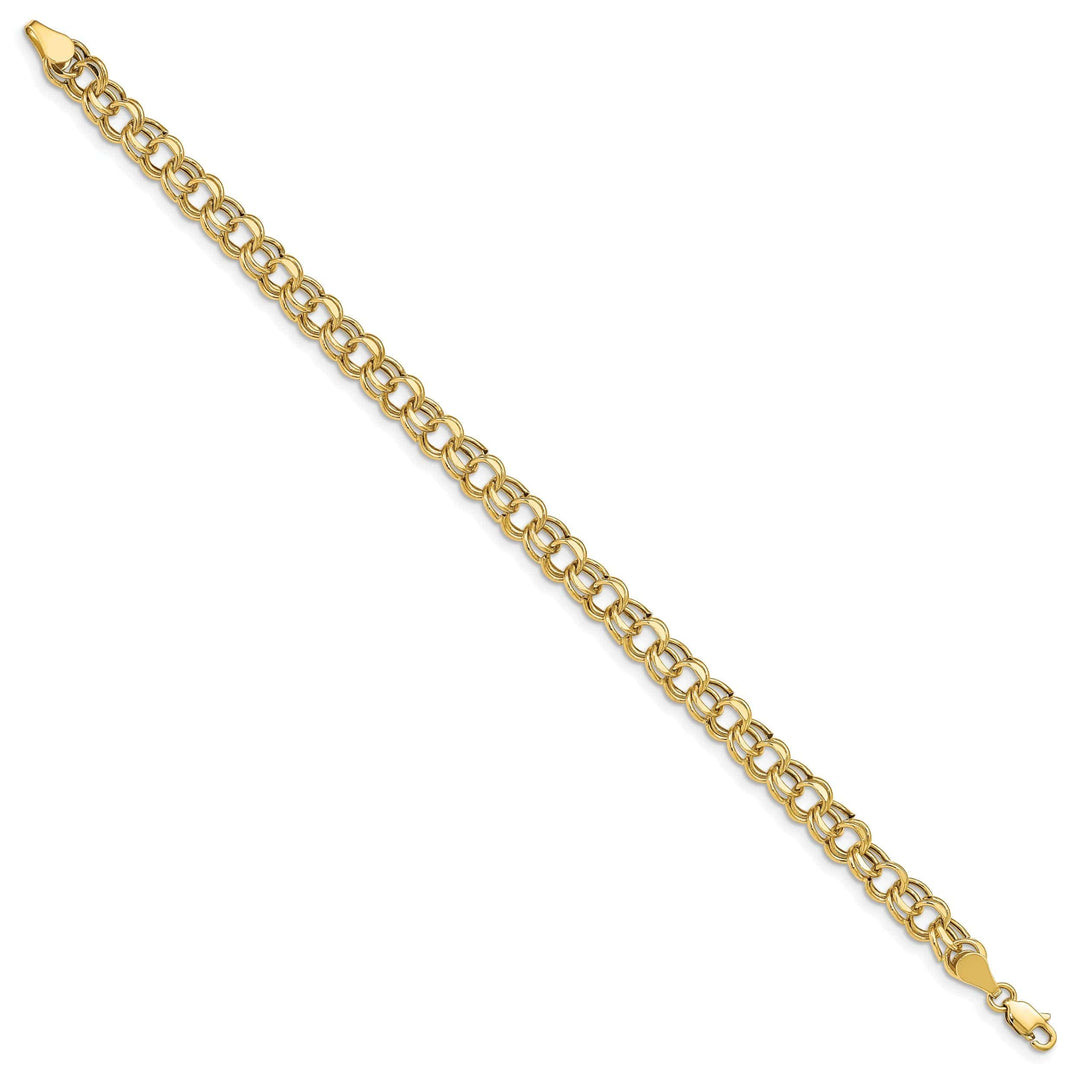 Lovely Rita's Bracelets 14k Yellow Gold Diamond Cut Charm Bracelet - 7-inch, 6.25mm, Lobster Clasp