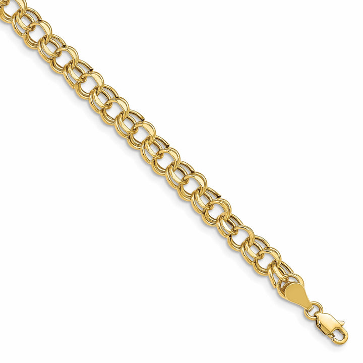 Lovely Rita's Bracelets 14k Yellow Gold Diamond Cut Charm Bracelet - 7-inch, 6.25mm, Lobster Clasp