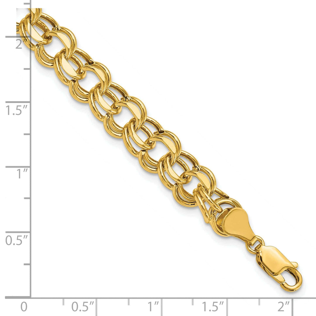 Lovely Rita's Bracelets 14k Yellow Gold Diamond Cut Charm Bracelet - 8.25-inch, 9mm, Lobster Clasp