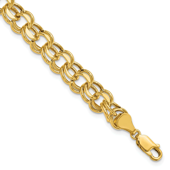 Lovely Rita's Bracelets 14k Yellow Gold Diamond Cut Charm Bracelet - 8.25-inch, 9mm, Lobster Clasp