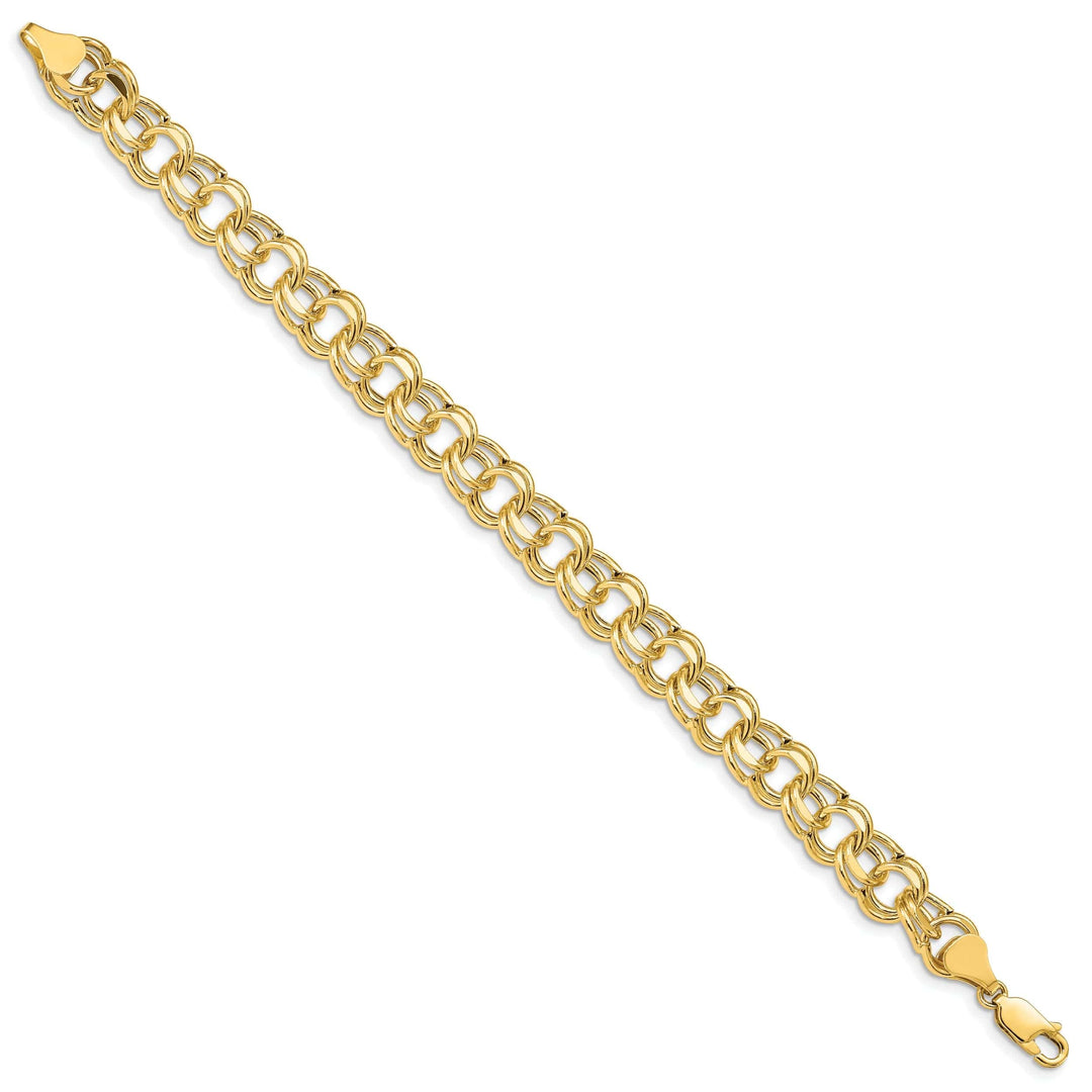 Lovely Rita's Bracelets 14k Yellow Gold Diamond Cut Finish Charm Bracelet - 7.25-inch, 9.5mm, Lobster Clasp