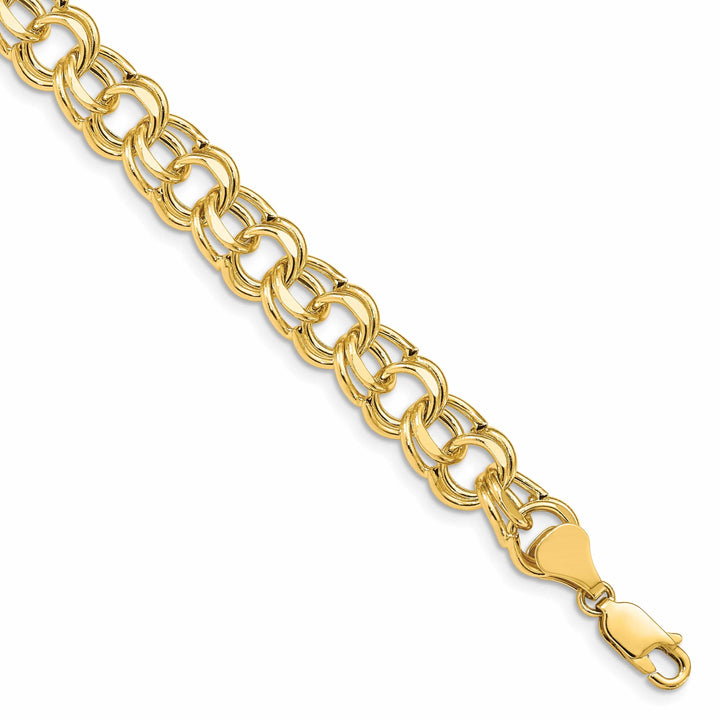 Lovely Rita's Bracelets 14k Yellow Gold Diamond Cut Finish Charm Bracelet - 7.25-inch, 9.5mm, Lobster Clasp