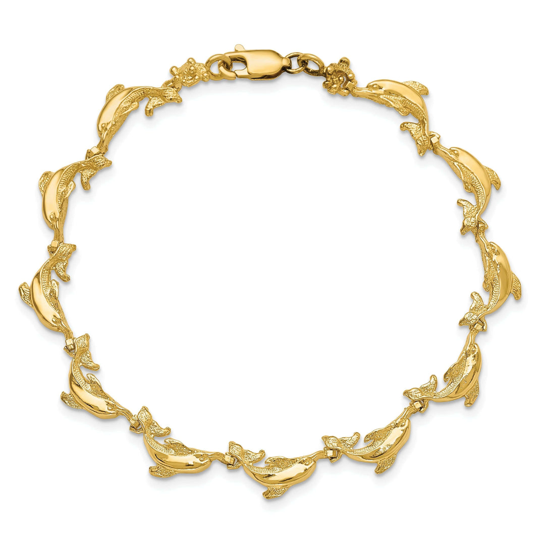Lovely Rita's Bracelets 14k Yellow Gold Dolphin Bracelet - 7.25 inch, 5.31-mm wide