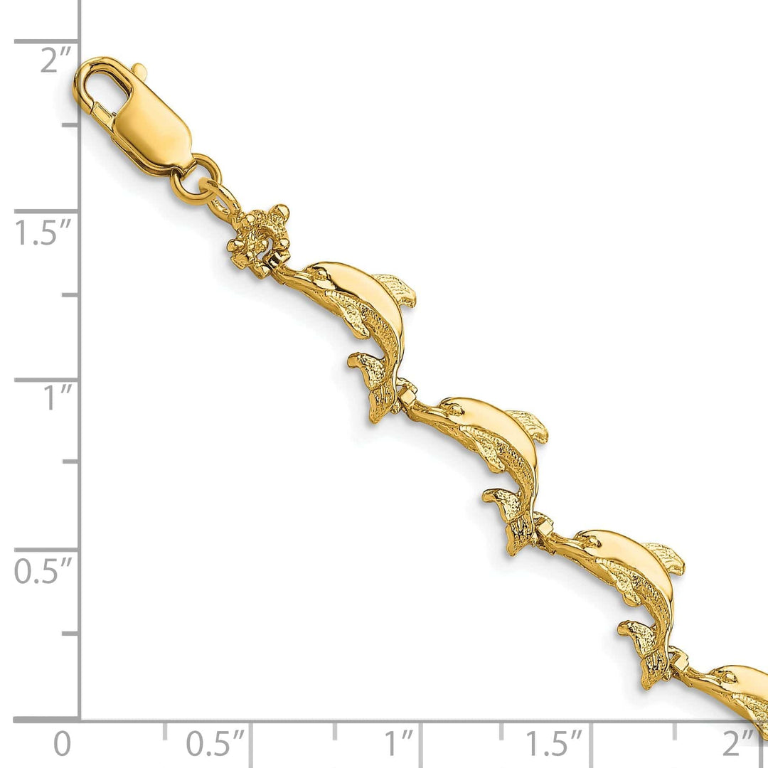 Lovely Rita's Bracelets 14k Yellow Gold Dolphin Bracelet - 7.25 inch, 5.31-mm wide