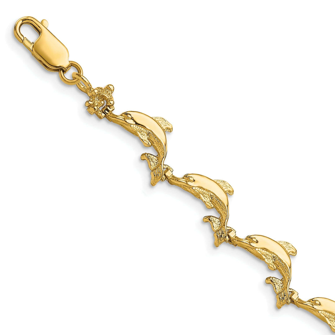 Lovely Rita's Bracelets 14k Yellow Gold Dolphin Bracelet - 7.25 inch, 5.31-mm wide