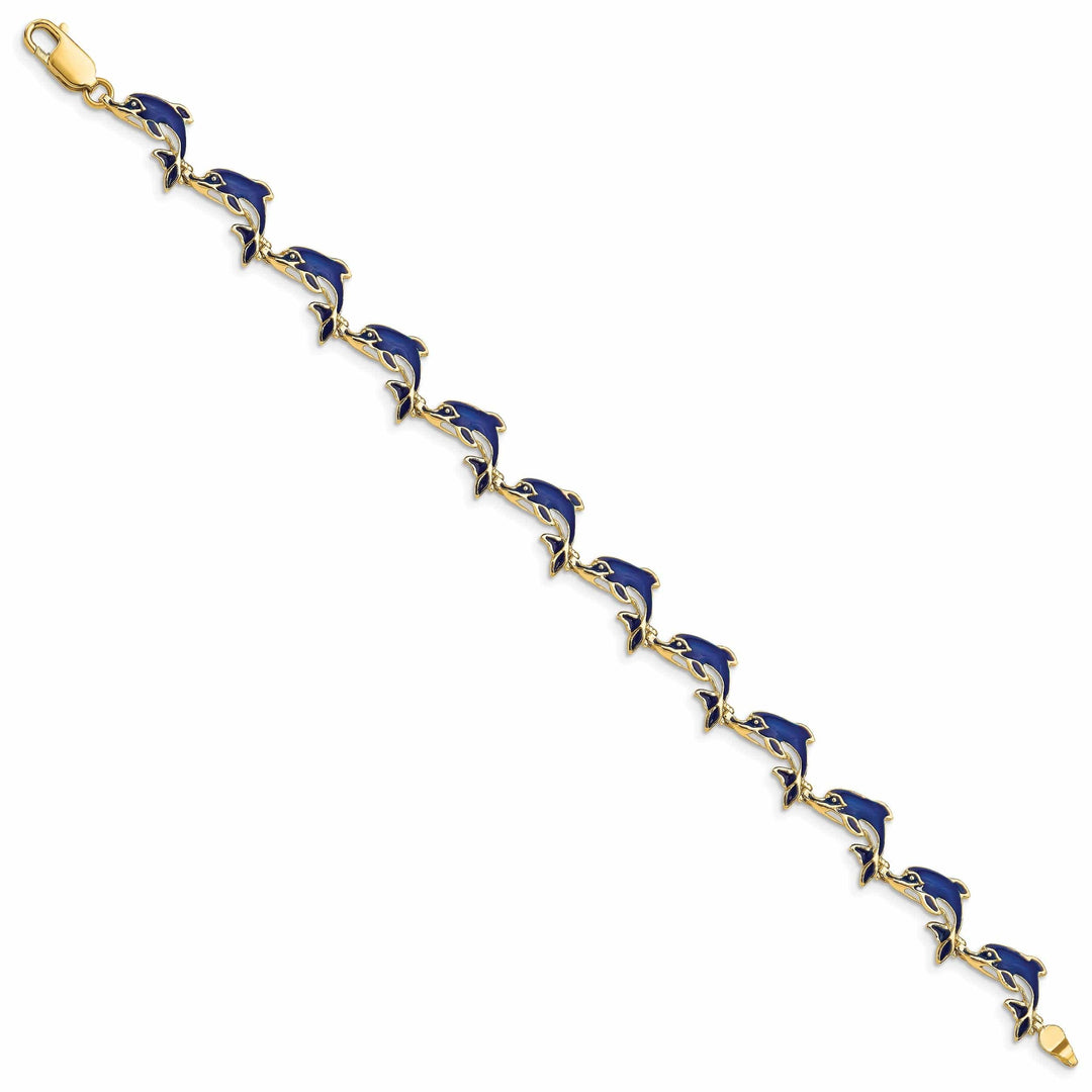 Lovely Rita's Bracelets 14k Yellow Gold Dolphin Bracelet - 7.25 inch, 5.8mm wide