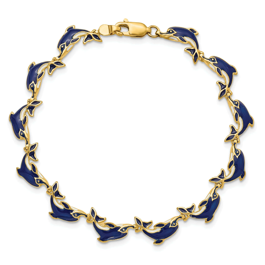 Lovely Rita's Bracelets 14k Yellow Gold Dolphin Bracelet - 7.25 inch, 5.8mm wide