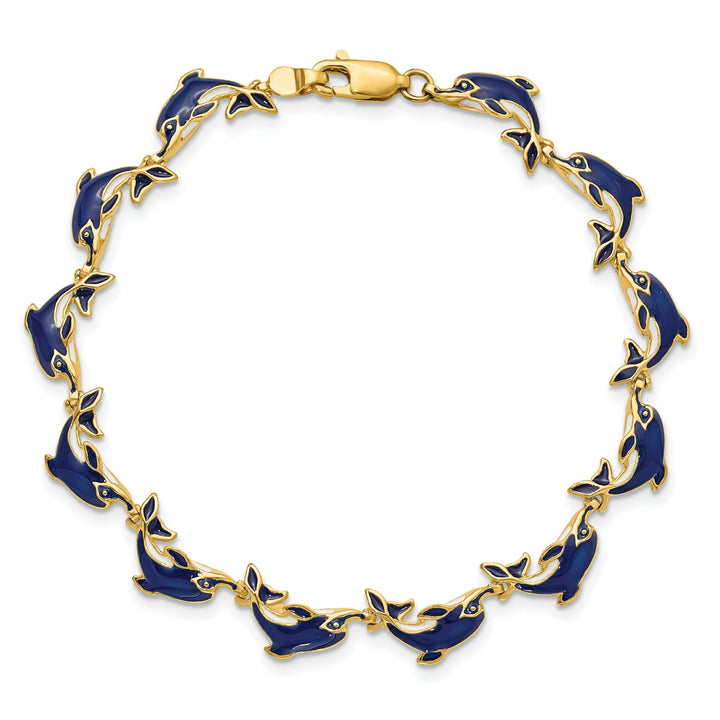Lovely Rita's Bracelets 14k Yellow Gold Dolphin Bracelet - 7.25 inch, 5.8mm wide