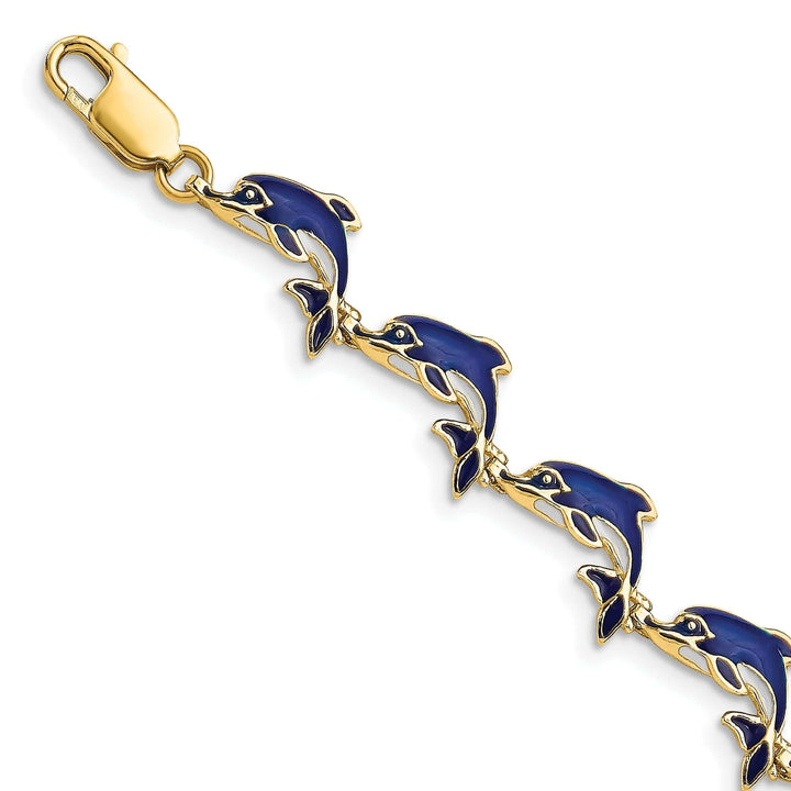 Lovely Rita's Bracelets 14k Yellow Gold Dolphin Bracelet - 7.25 inch, 5.8mm wide