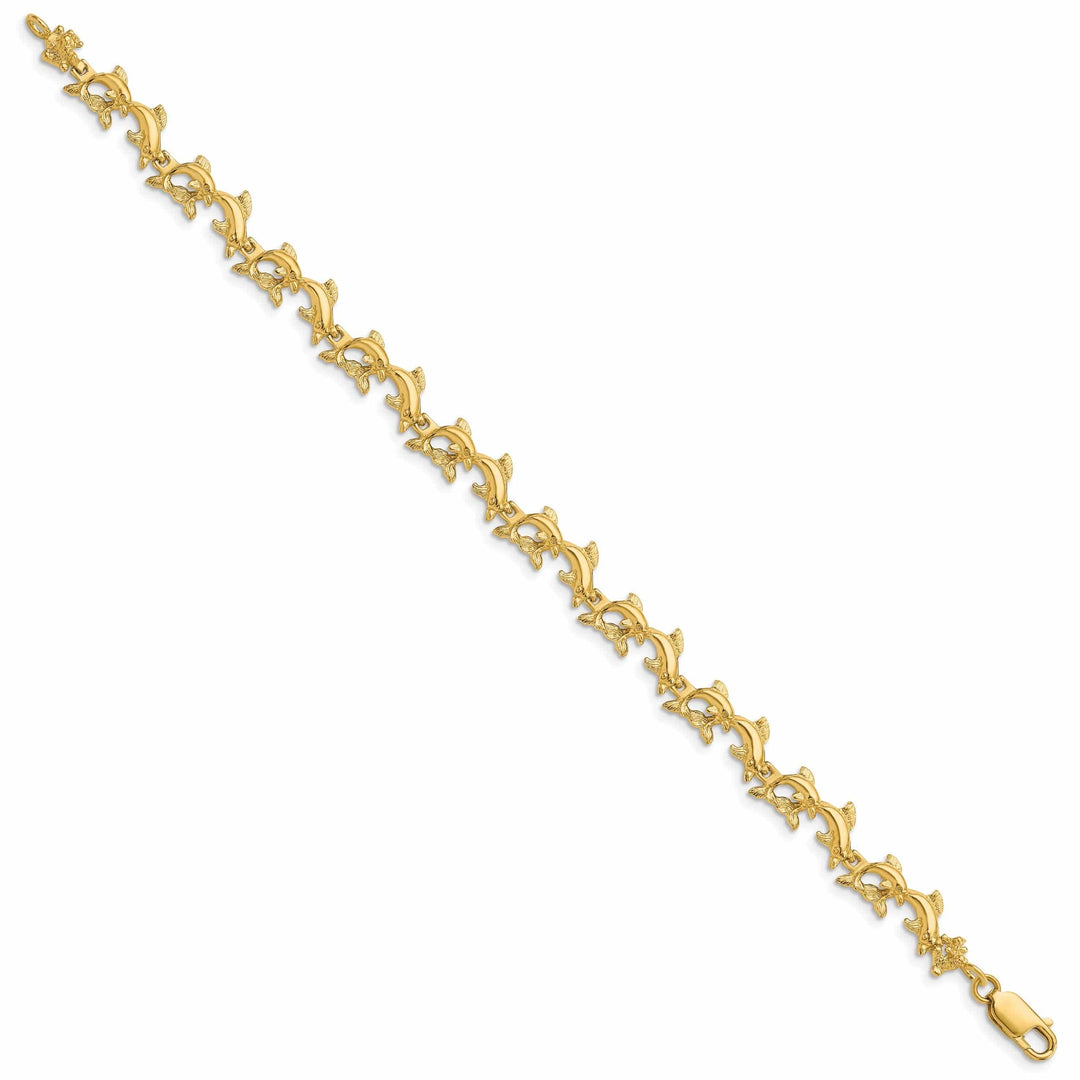 Lovely Rita's Bracelets 14k Yellow Gold Dolphin Bracelet - 7.25 inch, 6.22-mm wide