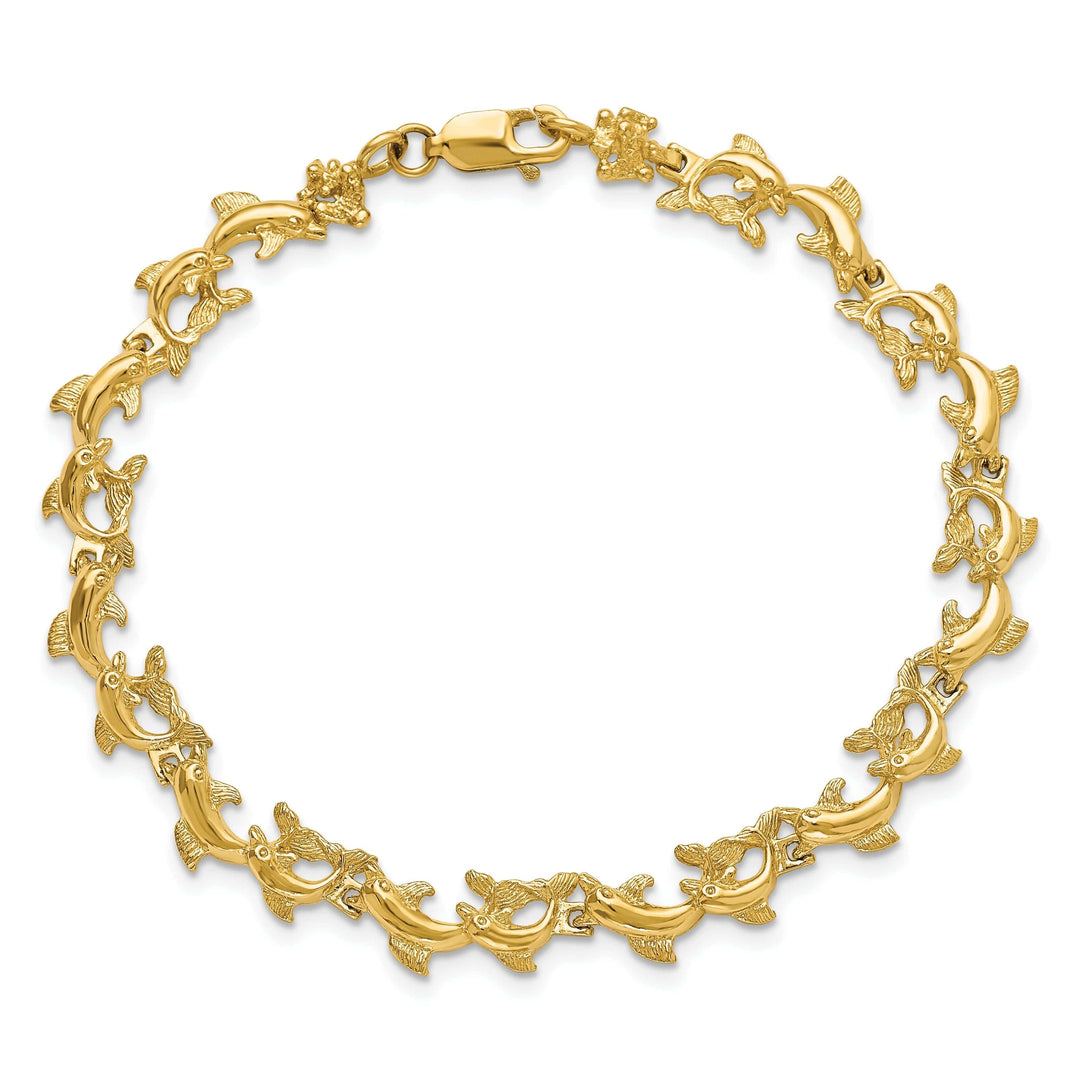 Lovely Rita's Bracelets 14k Yellow Gold Dolphin Bracelet - 7.25 inch, 6.22-mm wide