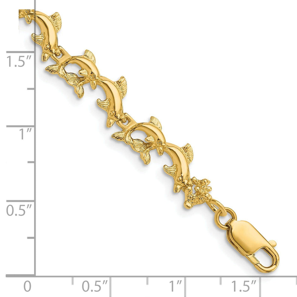 Lovely Rita's Bracelets 14k Yellow Gold Dolphin Bracelet - 7.25 inch, 6.22-mm wide