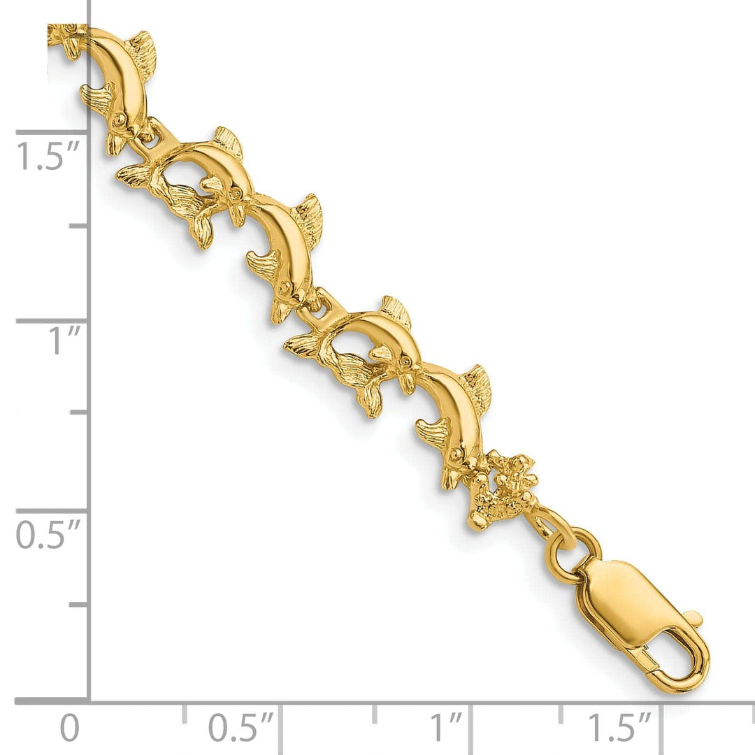 Lovely Rita's Bracelets 14k Yellow Gold Dolphin Bracelet - 7.25 inch, 6.22-mm wide
