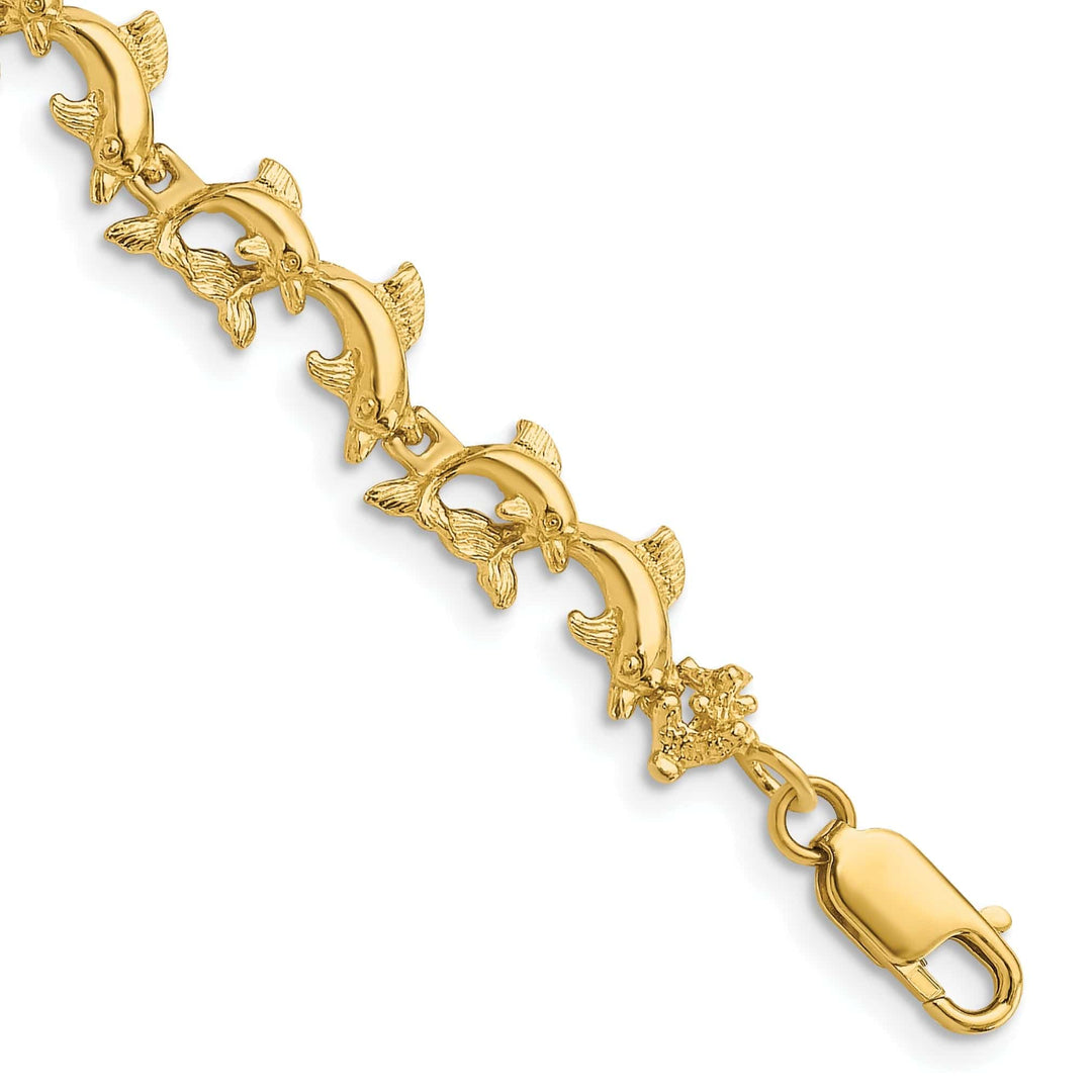 Lovely Rita's Bracelets 14k Yellow Gold Dolphin Bracelet - 7.25 inch, 6.22-mm wide