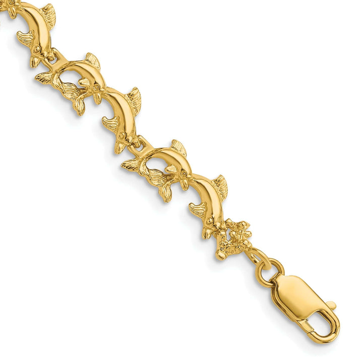 Lovely Rita's Bracelets 14k Yellow Gold Dolphin Bracelet - 7.25 inch, 6.22-mm wide