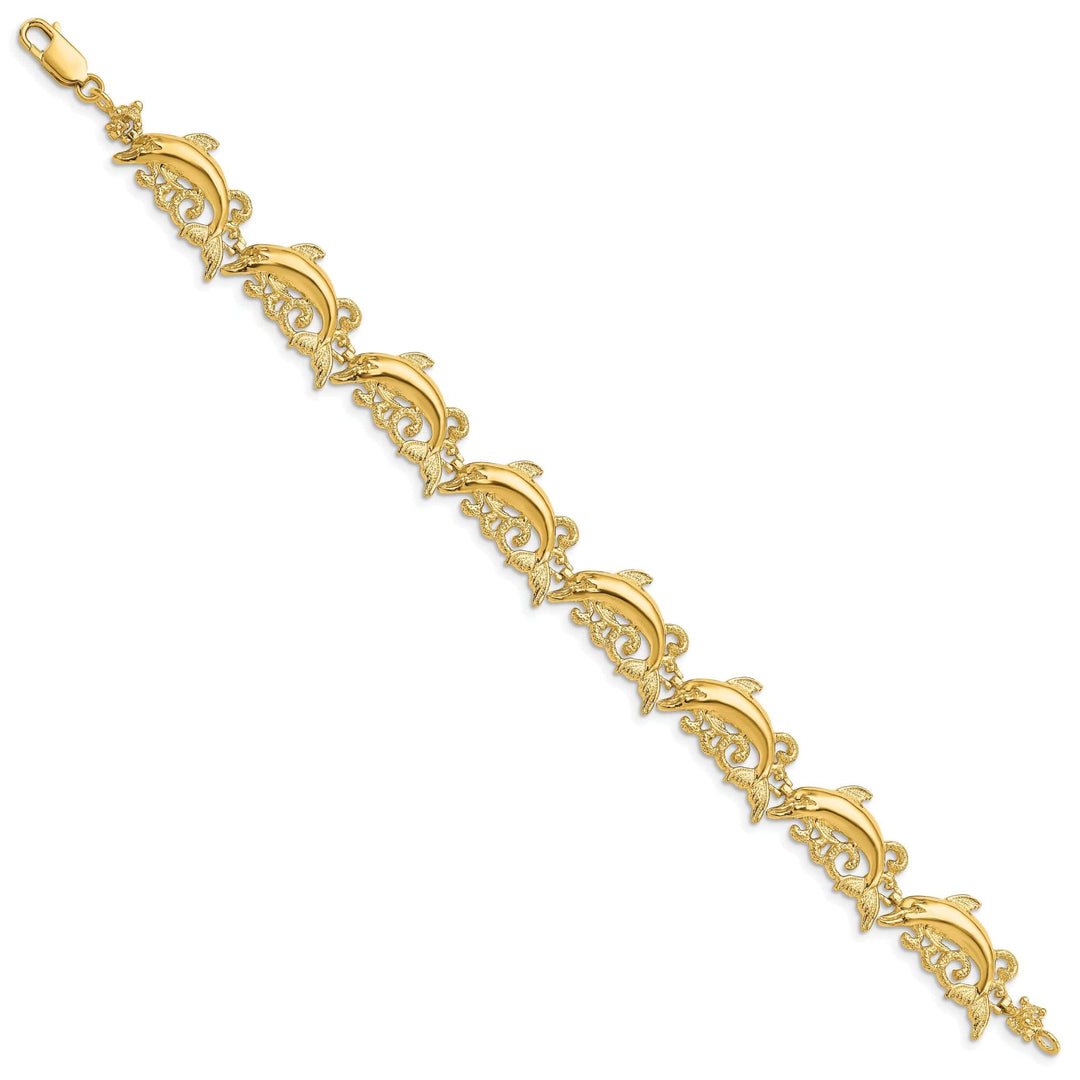 Lovely Rita's Bracelets 14k Yellow Gold Dolphin Bracelet - 7.5 inch, 11.35-mm wide