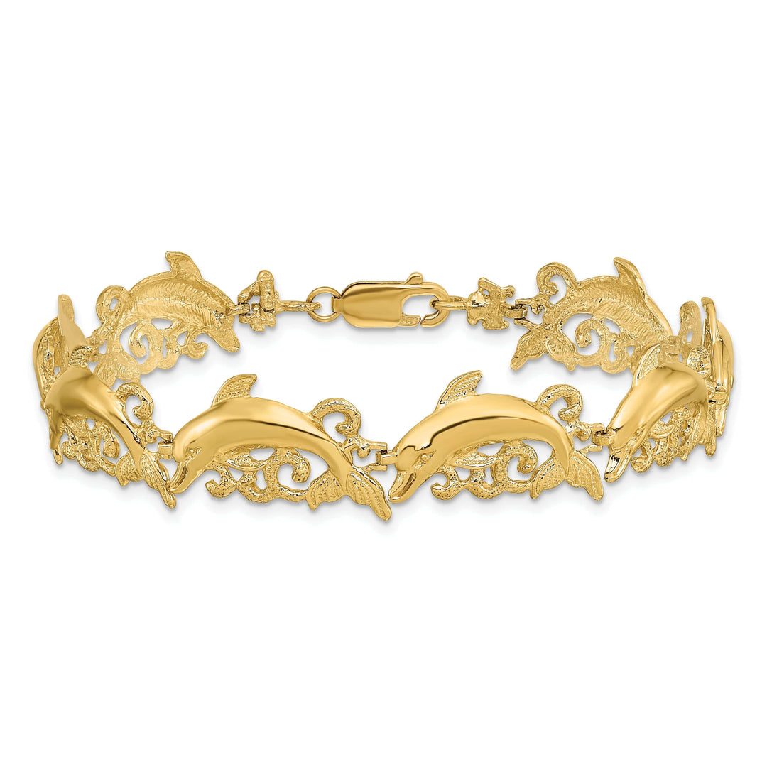 Lovely Rita's Bracelets 14k Yellow Gold Dolphin Bracelet - 7.5 inch, 11.35-mm wide