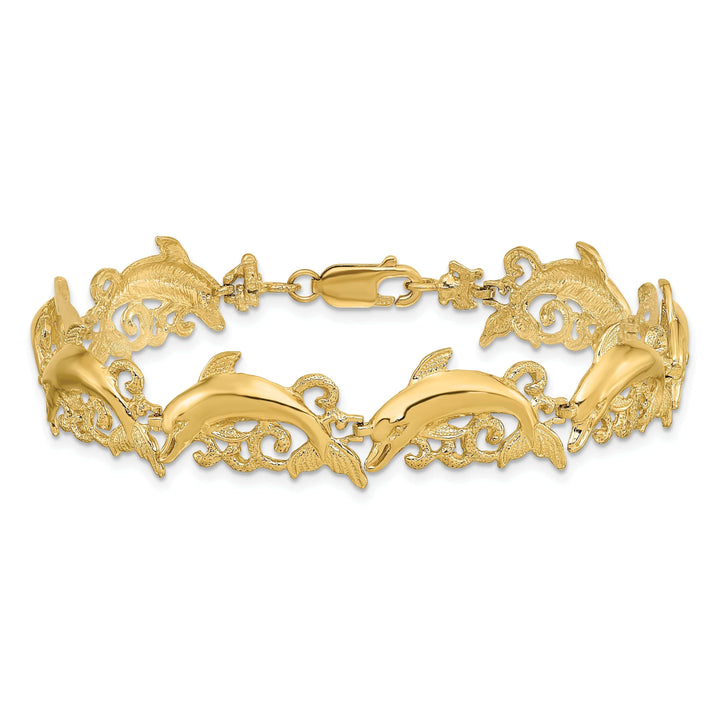 Lovely Rita's Bracelets 14k Yellow Gold Dolphin Bracelet - 7.5 inch, 11.35-mm wide