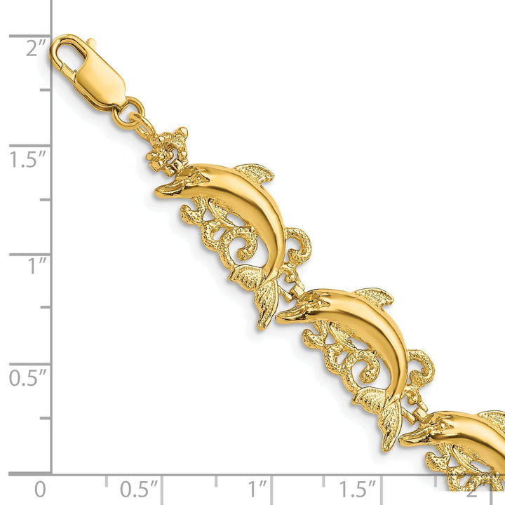 Lovely Rita's Bracelets 14k Yellow Gold Dolphin Bracelet - 7.5 inch, 11.35-mm wide