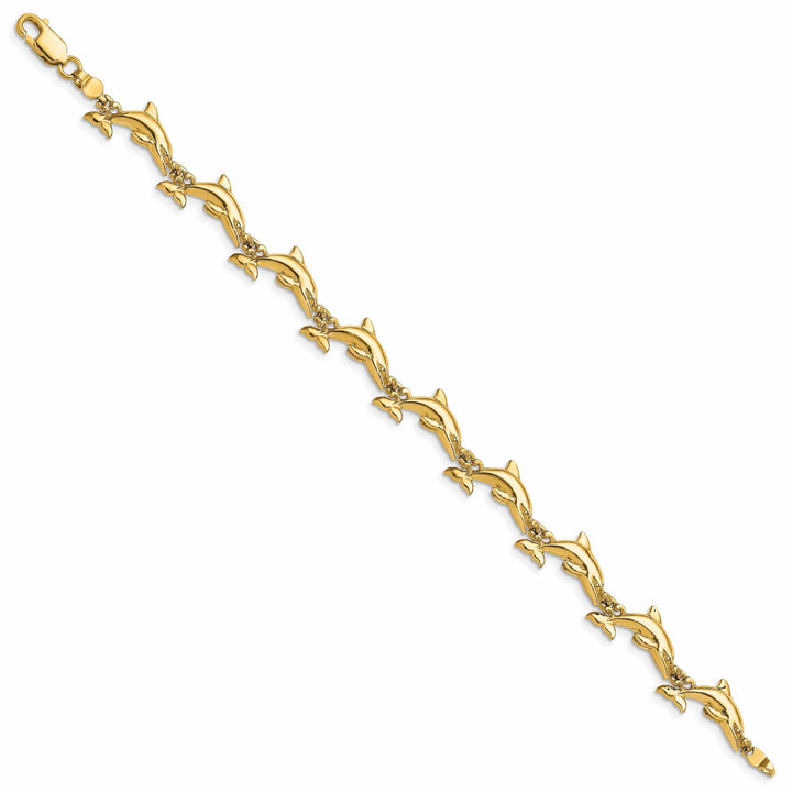 Lovely Rita's Bracelets 14k Yellow Gold Dolphin Bracelet - 7. inch, 7-mm wide
