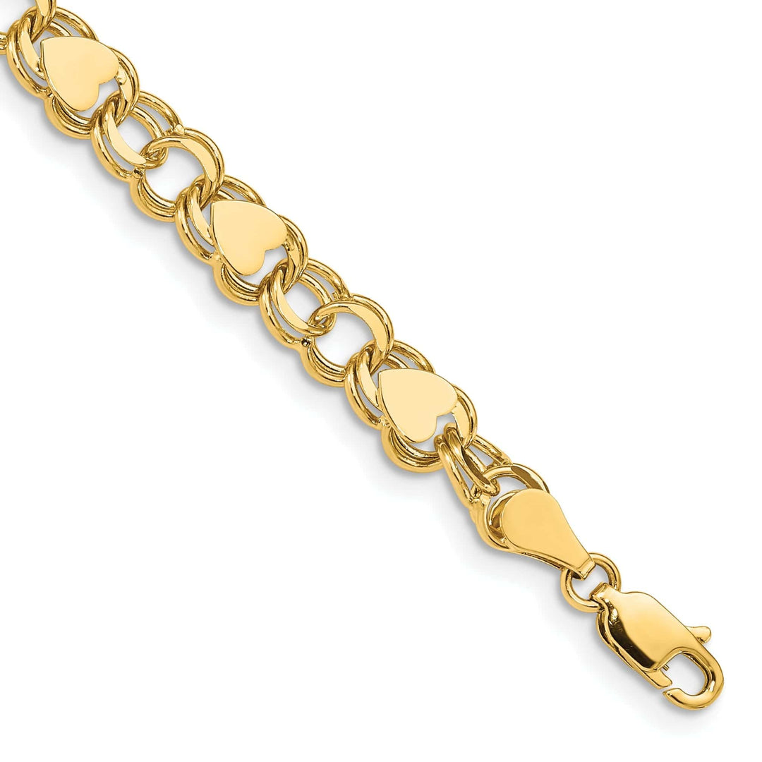 Lovely Rita's Bracelets 14K yellow gold Double Link Heart Bracelet 7 inch