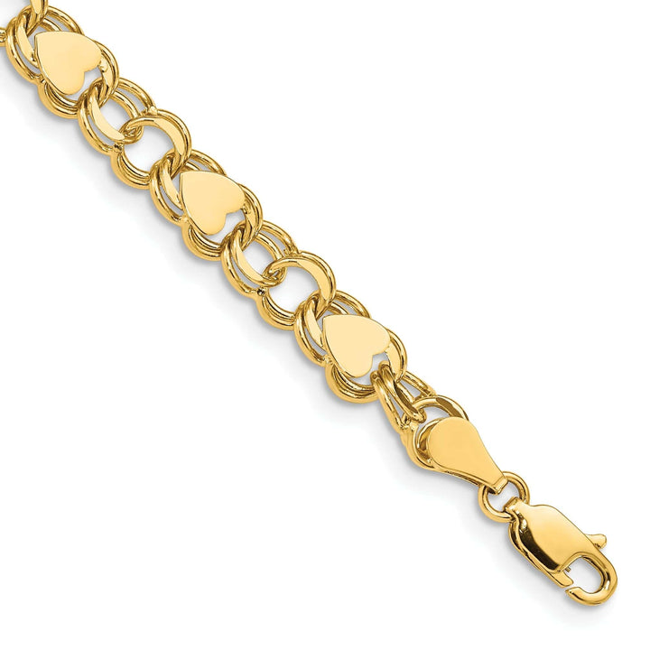 Lovely Rita's Bracelets 14K yellow gold Double Link Heart Bracelet 7 inch