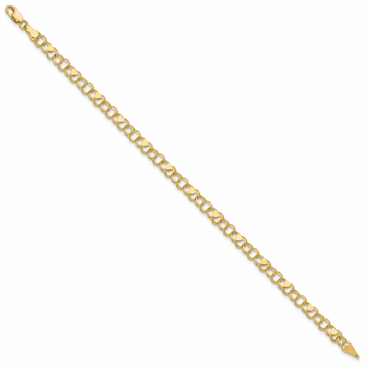 Lovely Rita's Bracelets 14K yellow gold Double Link Heart Bracelet 7-inch