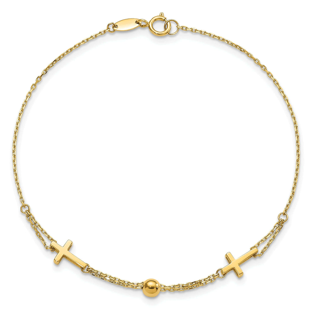 Lovely Rita's Bracelets 14k yellow gold double strand cross bracelet 7.5-inch
