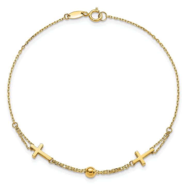 Lovely Rita's Bracelets 14k yellow gold double strand cross bracelet 7.5-inch